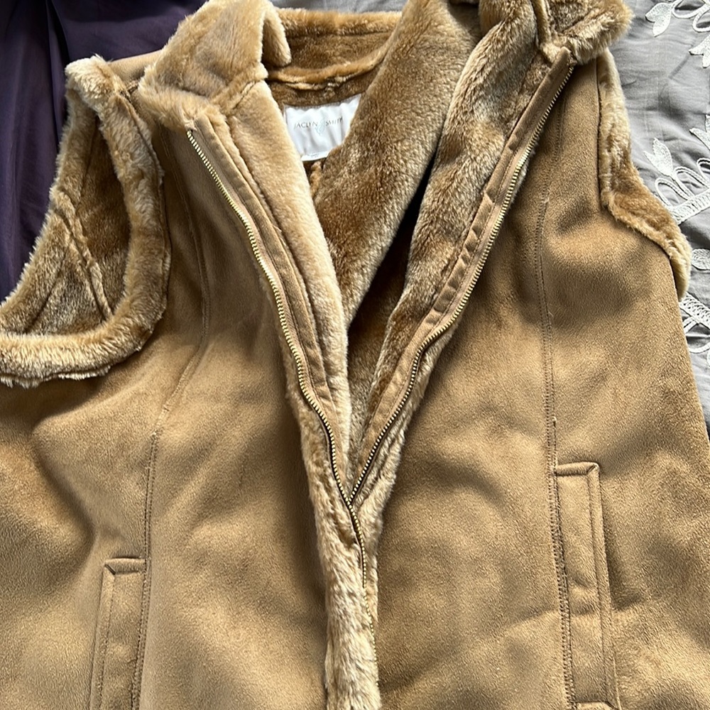 Tan faux fur vest